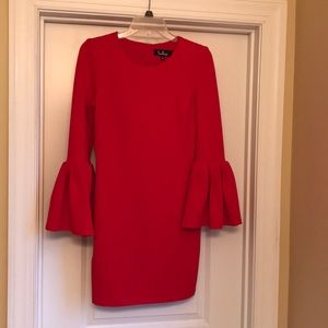 Red bell sleeve dress